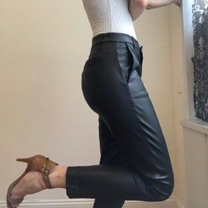 Vince Mid-Rise Leather Pants with Pockets